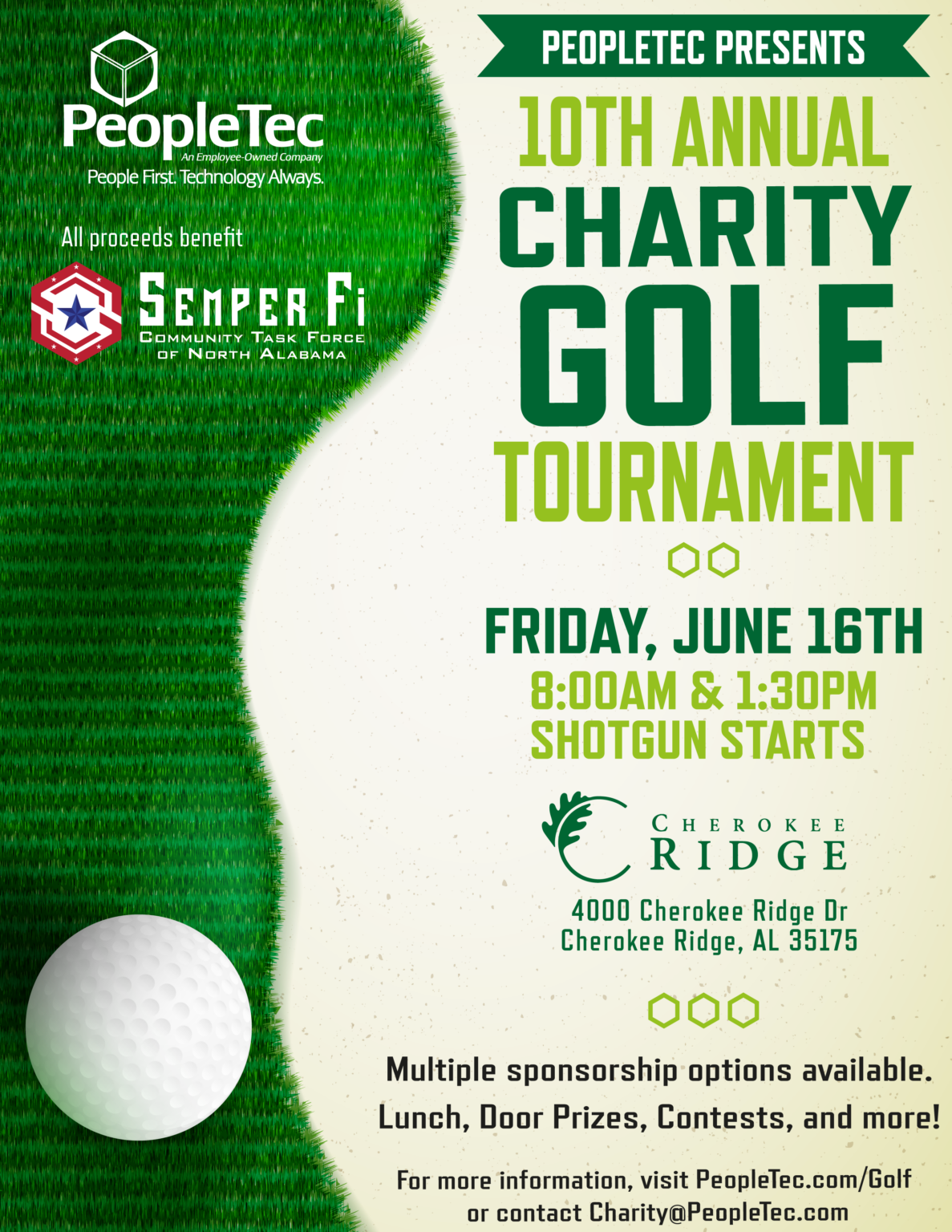 PeopleTec 10th annual charity golf tournament flyer